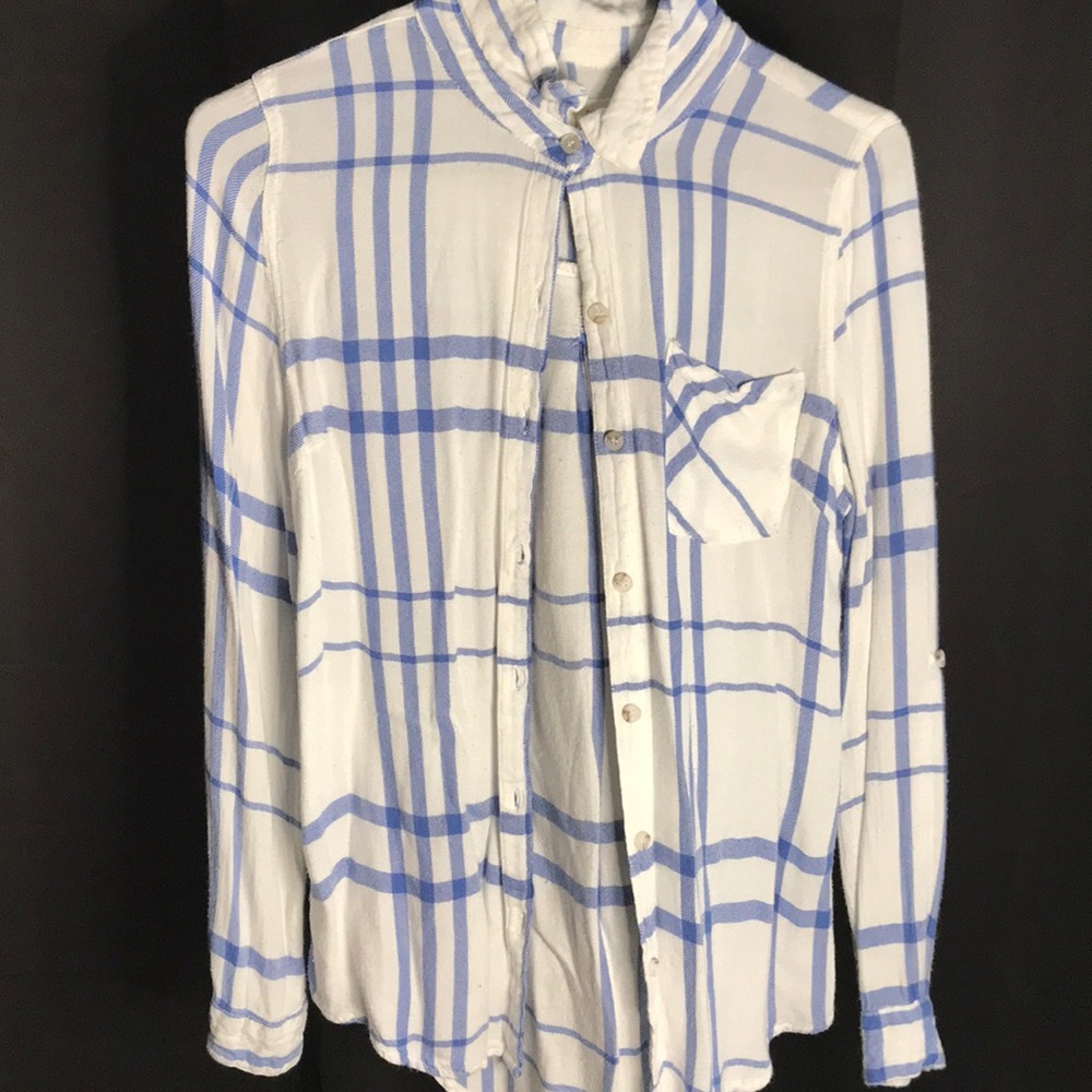 blue and white flannel